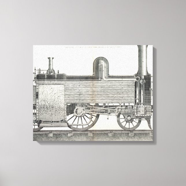 Locomotive Engine, engraved by J.W. Lowry Canvas Print (Front)