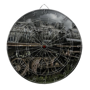 locomotive steam engine train rail railway dartboard