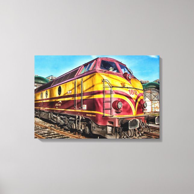 Locomotive Steam Engine Train Shower Canvas Art (Front)