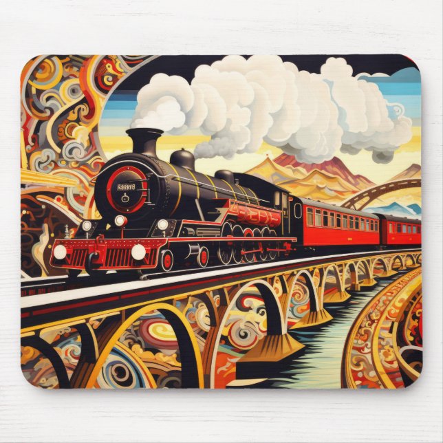 Locomotive Train Concept Abstract Colourful Scener Mouse Pad (Front)