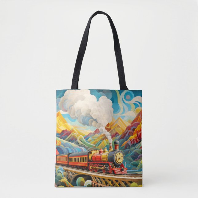 Locomotive Train Concept Abstract Colourful Scener Tote Bag (Front)