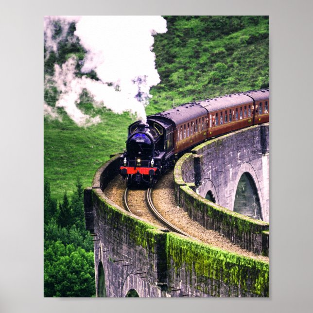 Locomotive Train on Bridge Poster (Front)