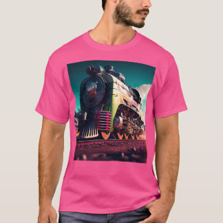 Locomotive Train Railroad Railway Railfan AI Artwo T-Shirt