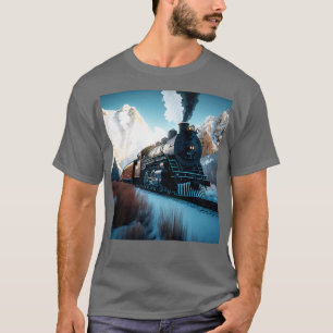 Locomotive Train Railroad Railway Railfan AI Artwo T-Shirt
