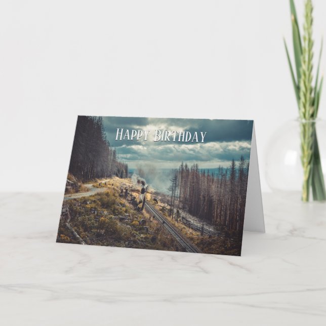 Locomotive Train Railroad Travel Lover Birthday Card (Front)