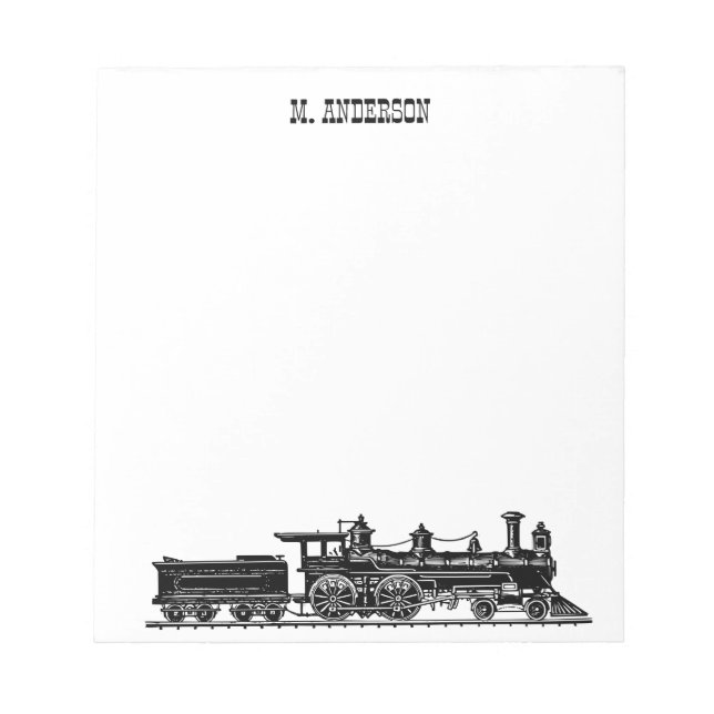 Locomotive with Coal Car Personalised Notepad (Front)