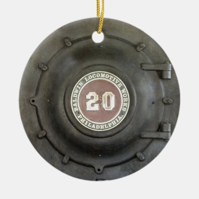Locomotive Works Railroad Ceramic Tree Decoration (Front)