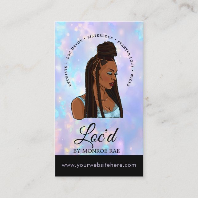 Loctician/Loc Stylist Beauty & Hair Salon Opal Bus Business Card (Front)