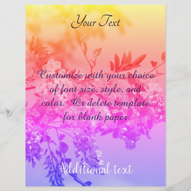 Locust Blossoms Rainbow Colours    Custom Letterhead (Front)