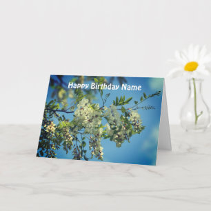Locust Flower Blossoms Personalised Birthday Card