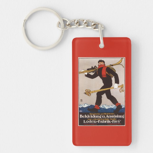 Loden Ski Clothes Skiing Advertisement Poster Key Ring (Front)