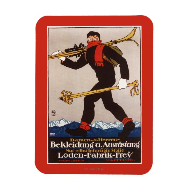 Loden Ski Clothes Skiing Advertisement Poster Magnet (Vertical)