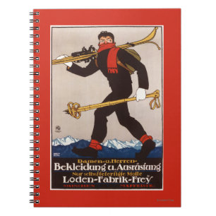 Loden Ski Clothes Skiing Advertisement Poster Spiral Notebook