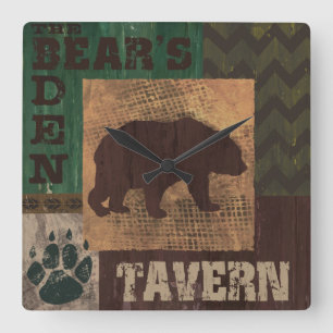 Lodge Style Bear Rustic Clock