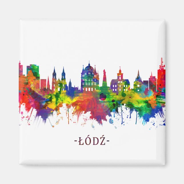 Lodz Poland Skyline Magnet (Front)
