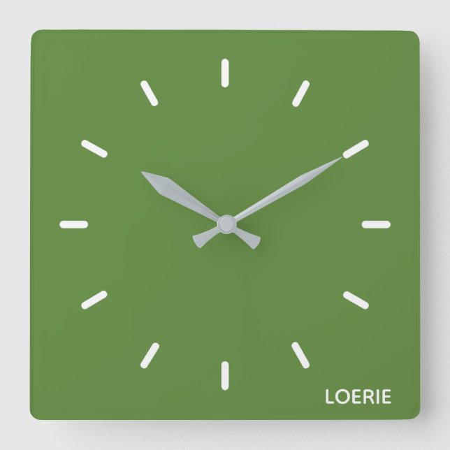 Loerie green colour name square wall clock (Front)