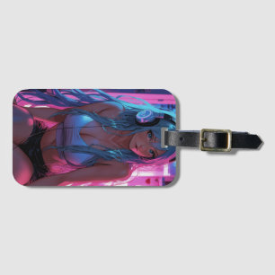 Lofi Gamer Girl Chill Anime Aesthetic Luggage Tag