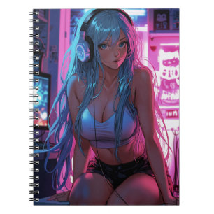 Lofi Gamer Girl Chill Anime Aesthetic Notebook