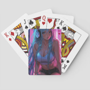 Lofi Gamer Girl Chill Anime Aesthetic Playing Cards