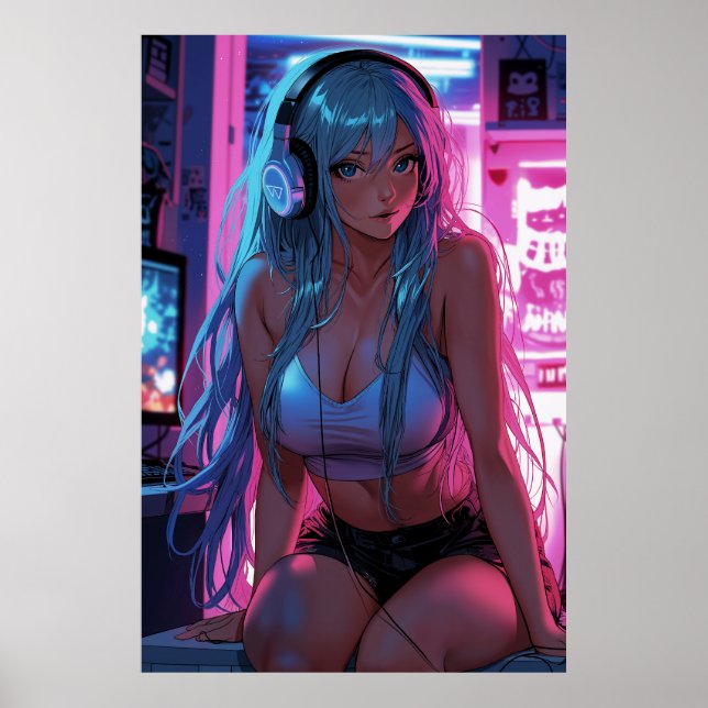 Lofi Gamer Girl | Chill Anime Aesthetic Poster (Front)