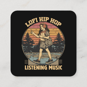 Lofi hip hop chillhop music square business card