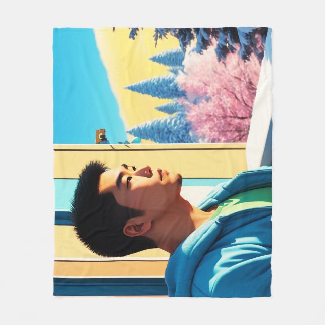 Lofi Winter Holiday Hunk 03 Fleece Blanket (Front)