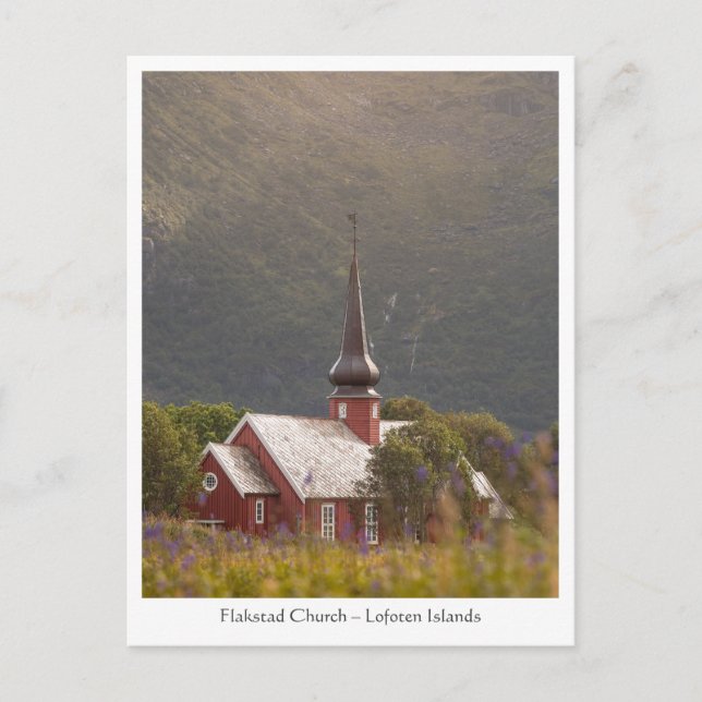 Lofoten Flakstad Church Postcard (Front)
