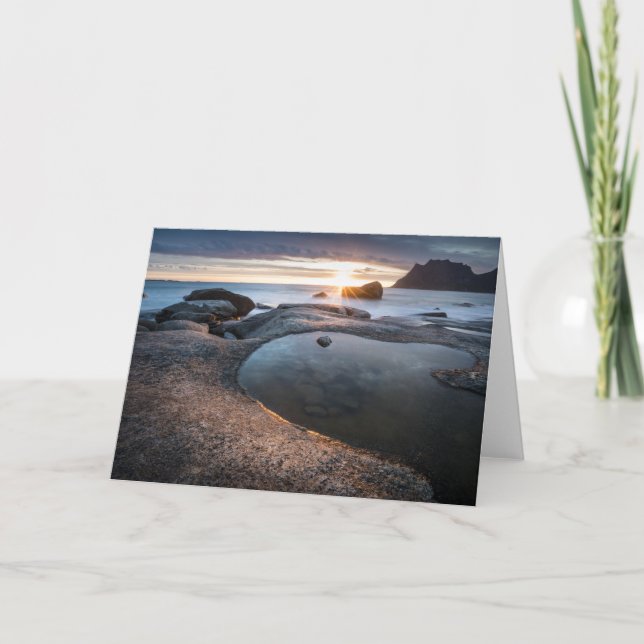 Lofoten Islands Midnight Sun Card (Front)