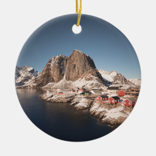 Lofoten Islands Norway Ceramic Tree Decoration (Front)