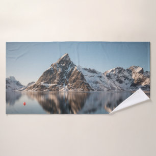 Lofoten Mountain Landscape Photo Bath Towel