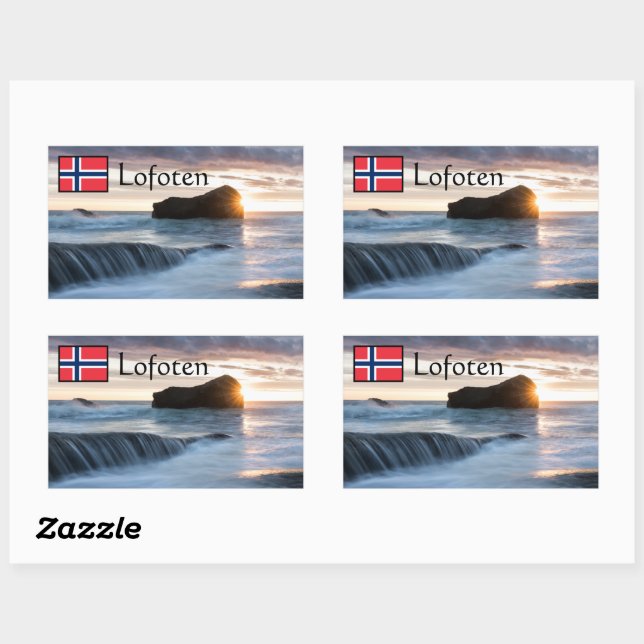 Lofoten Norway Midnight Sun Rectangular Sticker (Sheet)