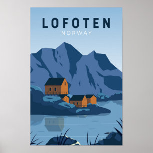 Lofoten Norway Travel Vintage Art Poster