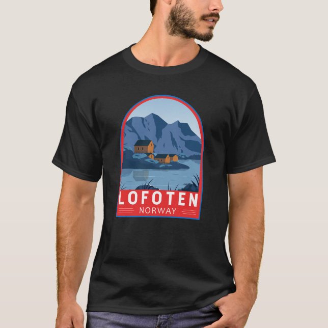 Lofoten Norway Travel Vintage Art T-Shirt (Front)