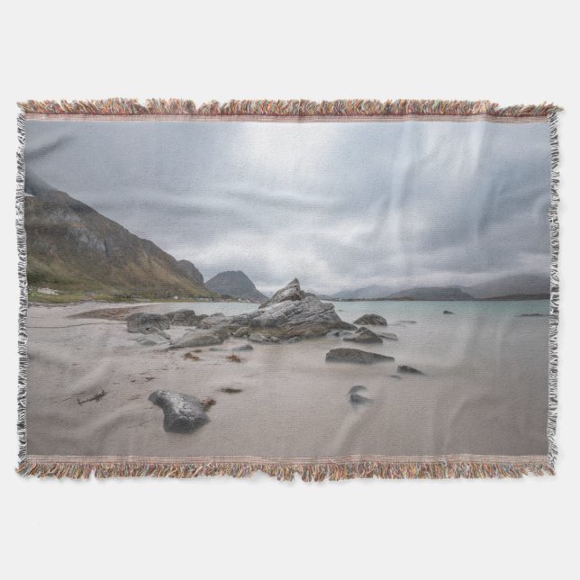 Lofoten Ramberg Beach Throw Blanket (Front)