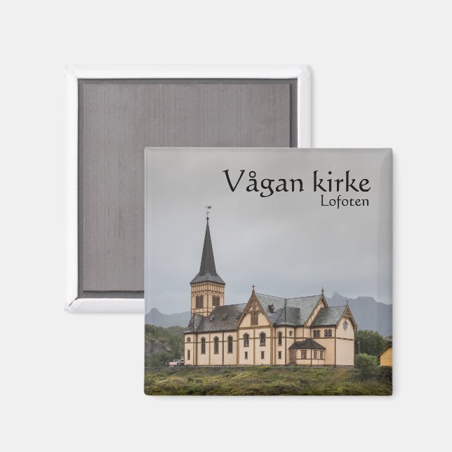 Lofoten Vagan Church Souvenir Magnet (Front/Back)