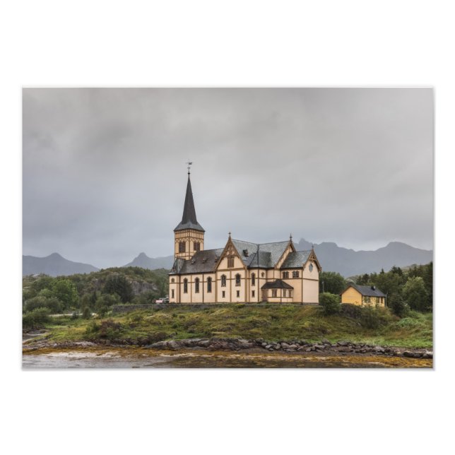 Lofoten Vågan Church Travel Photo Print (Front)