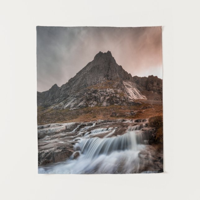 Lofoten Waterfall Landscape Photo  Tapestry (Front)