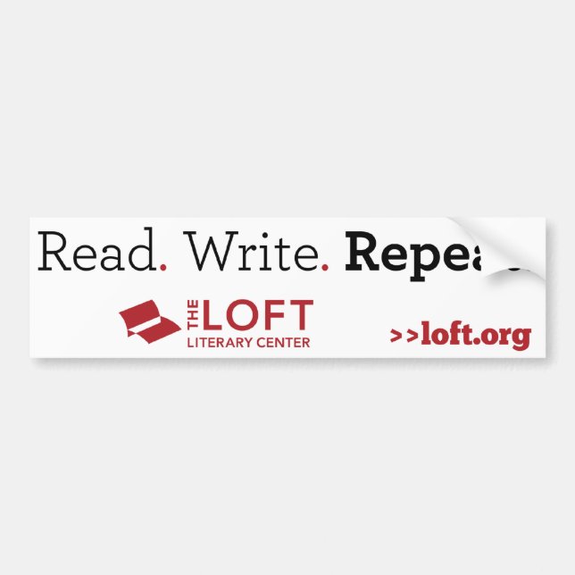 Loft Bumper Sticker: Read. Write. Repeat Bumper Sticker (Front)