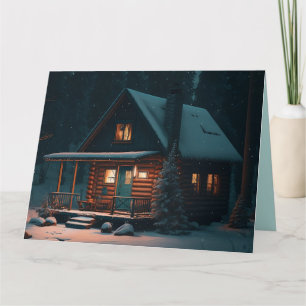 LOG CABIN CHRISTMAS GREETING CARD