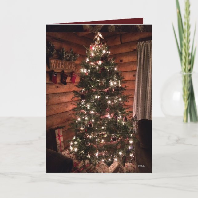 LOg Cabin Christmas Holiday Card (Front)