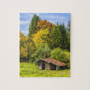 Log Cabin Cottage in the Mountains Jigsaw Puzzle