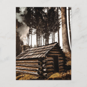 LOG CABIN HOUSE IN FOREST POSTCARDS