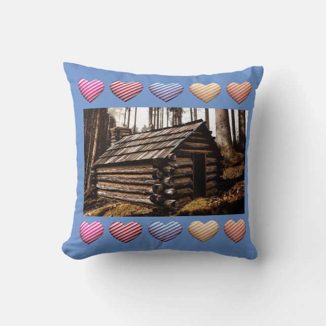 LOG CABIN HOUSE PILLOW (Front)