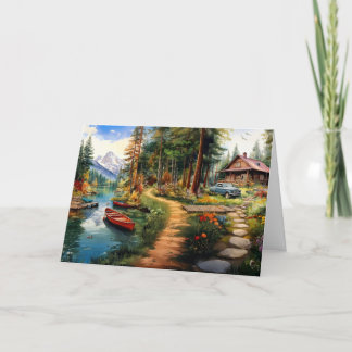 Log Cabin in the Woods Thank You Card