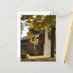 Log Cabin in Washington, Iowa in Autumn Postcard