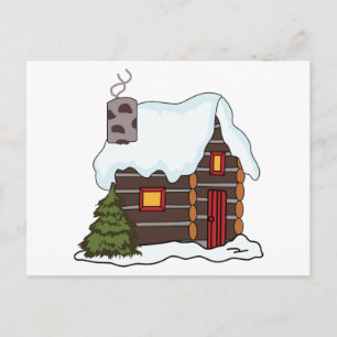 Log Cabin in Winter Postcard
