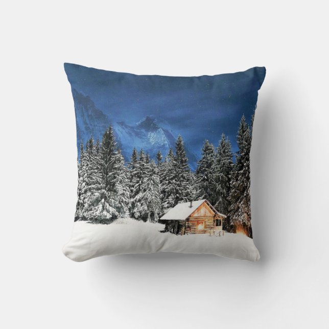 Log Cabin Mountain View Cushion (Front)