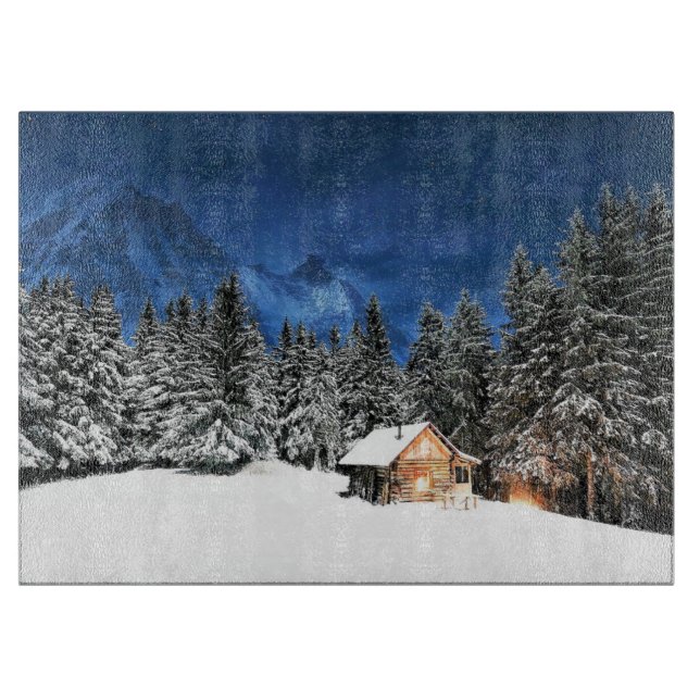 Log Cabin Mountain View Cutting Board (Front)