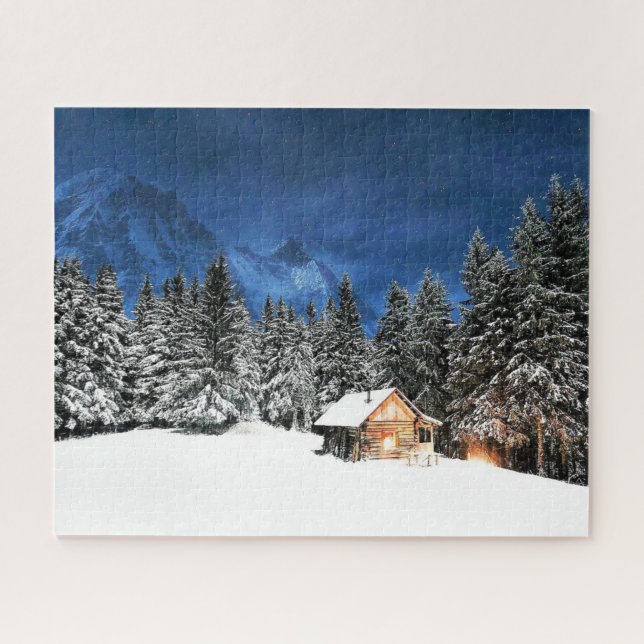 Log Cabin Mountain View Jigsaw Puzzle (Horizontal)