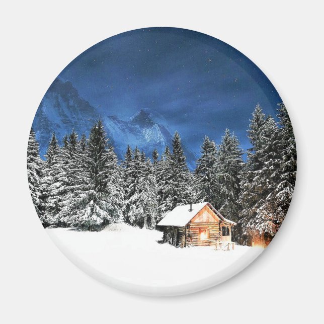 Log Cabin Mountain View Magnet (Front)